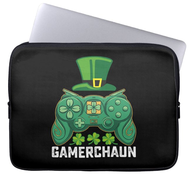 Gamerchaun Gamer Gaming Games St Patrick's Day Laptop Sleeve (Front)