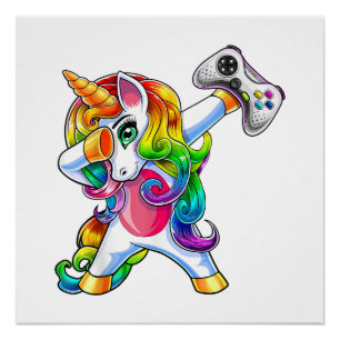 Gamercorn Dabbing Unicorn Video Game Controller Ga Poster