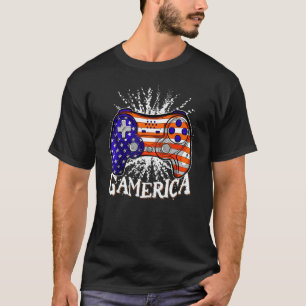 Gamerica Video Game Controller Patriotic Gamer 4th T-Shirt