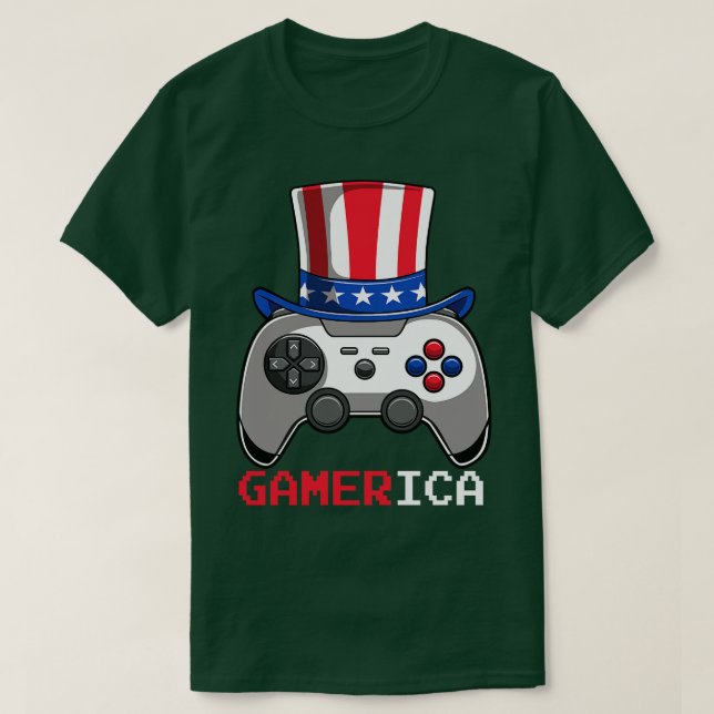 Gamerica Video Game Controller Uncle Sam Hat T-Shirt (Design Front)
