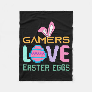 Gamers Easter Eggs Vintage Video Games Bunny Ears Fleece Blanket