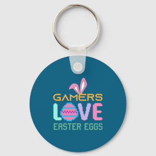 Gamers Easter Eggs Vintage Video Games Bunny Ears Key Ring