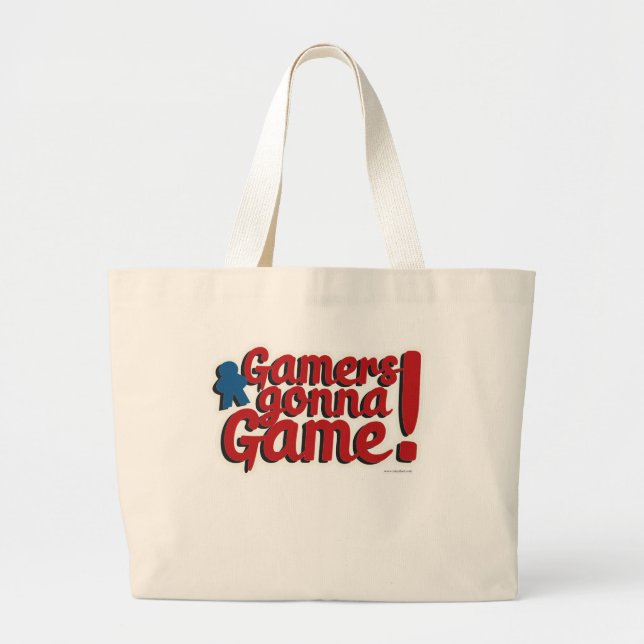 Gamers Gonna Game Epic Boardgame Slogan Large Tote Bag (Front)