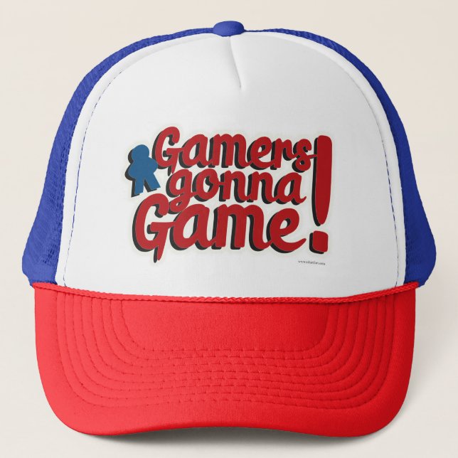 Gamers Gonna Game Fun Boardgame Motto Trucker Hat (Front)