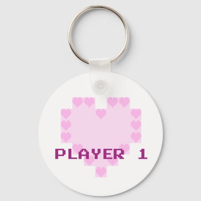 Gamers in Love - Player 1 Key Ring (Front)