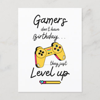 "Gamers Level Up Birthday Card Design"