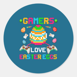 Gamers Love Easter Eggs Easter Day For Teens Boys Classic Round Sticker