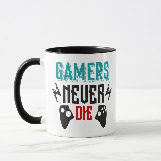 Gamers never die gaming  mug (Left)