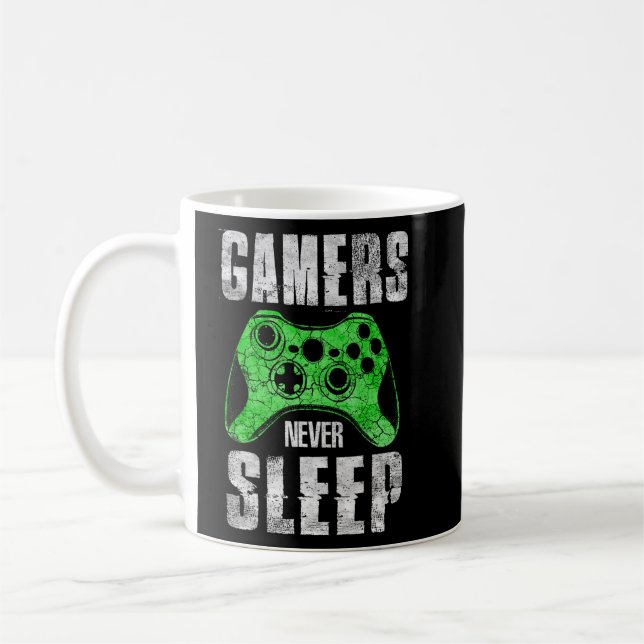 Gamers Never Sleep  Video  Coffee Mug (Left)