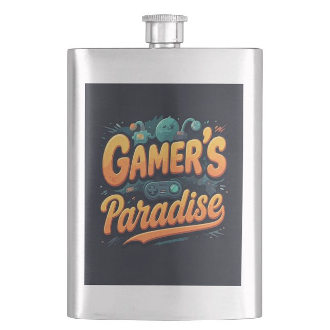 Gamer's Paradise  Hip Flask (Front)