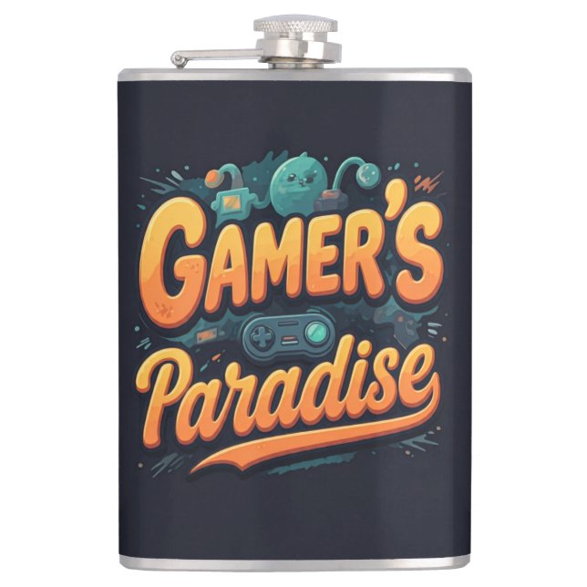 Gamer's Paradise  Hip Flask (Front)