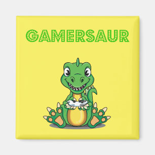 Gamersaur Cute Video Gamer T-Shirt/Dinosaur Magnet