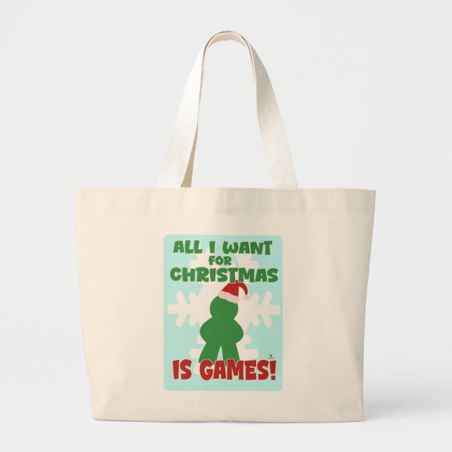 Games For Christmas Fun Holiday Joy Statement Large Tote Bag (Front)