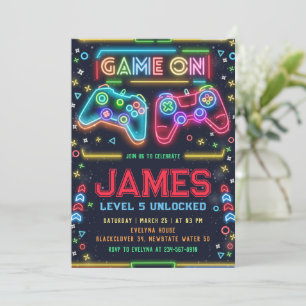 Games on glow 5th Birthday Party Invitation