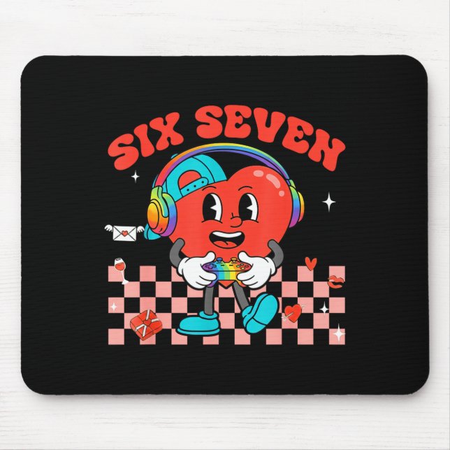 Games Valentine 67 Six Seven Funny Gamer Heart Cut Mouse Pad (Front)