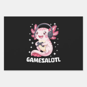 Gamesalotl Axolotl Gaming  Wrapping Paper Sheet