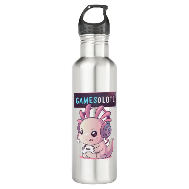 Gamesolotl - Axolotl Gamer 710 Ml Water Bottle (Front)