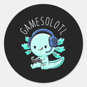 Gamesolotl Axolotl Gamer Anime Gifts Kawaii Boys G Classic Round Sticker