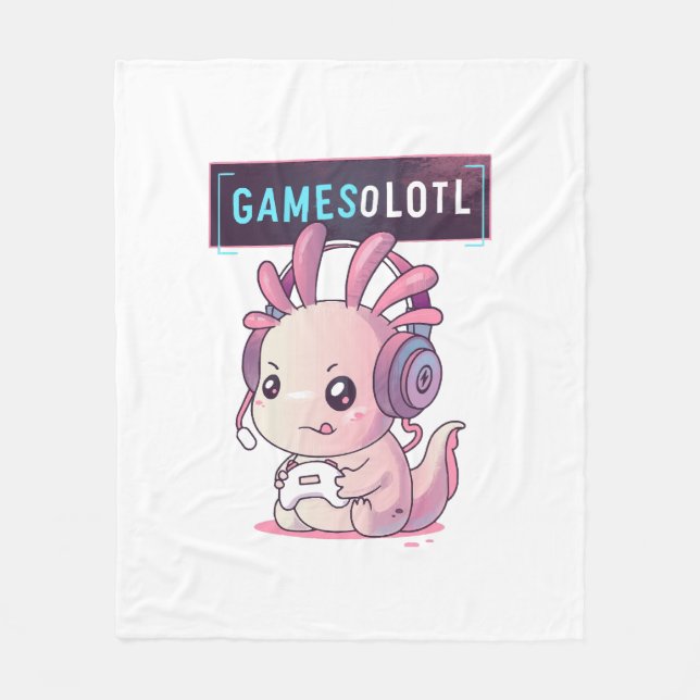 Gamesolotl - Axolotl Gamer Fleece Blanket (Front)