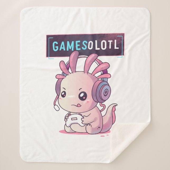 Gamesolotl - Axolotl Gamer Sherpa Blanket (Front)