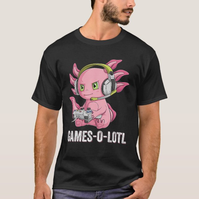 Gamesolotl Axolotl Video Gamer Kawaii Anime boys k T-Shirt (Front)
