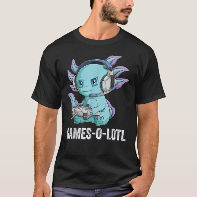 Gamesolotl Axolotl Video Gamer Kawaii Anime boys T-Shirt (Front)