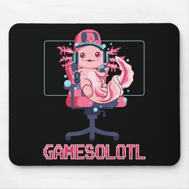 Gamesolotl Axolotl Video Gamer Kawaii Anime Gaming Mouse Pad (Front)