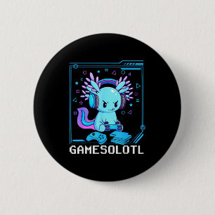 Gamesolotl Axolotl Video Gamer Kawaii Anime Gifts  6 Cm Round Badge