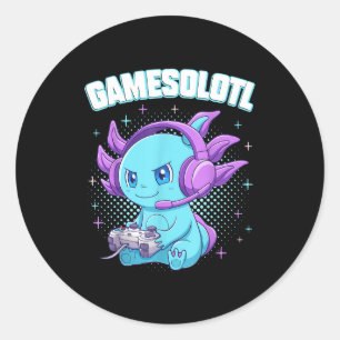 Gamesolotl Axolotl Video Gamer Kawaii Anime Gifts  Classic Round Sticker