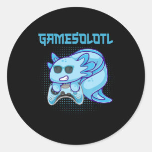Gamesolotl Axolotl Video Gamer Kawaii Anime Kids B Classic Round Sticker