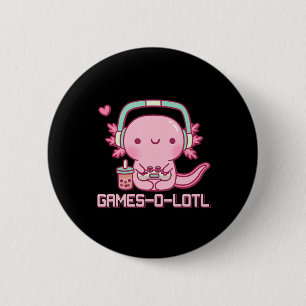 Gamesolotl Axolotl Video Games Kawaii Anime Gamer  6 Cm Round Badge