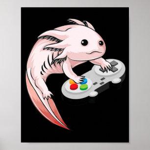 Gamesolotl Axolotl Video Games Kawaii Anime Gaming Poster