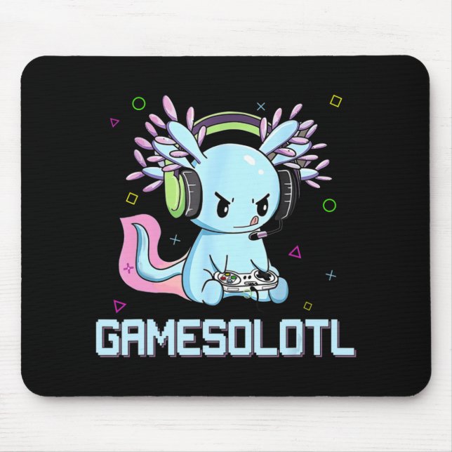 Gamesolotl Cute Axolotl Video Gamer Kawaii Anime B Mouse Pad (Front)