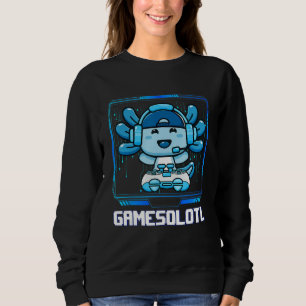 Gamesolotl Gamer Axolotl Playing Video Games  Boys Sweatshirt
