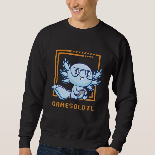 Gamesolotl Gamer Axolotl Playing Video Games Walki Sweatshirt (Front)