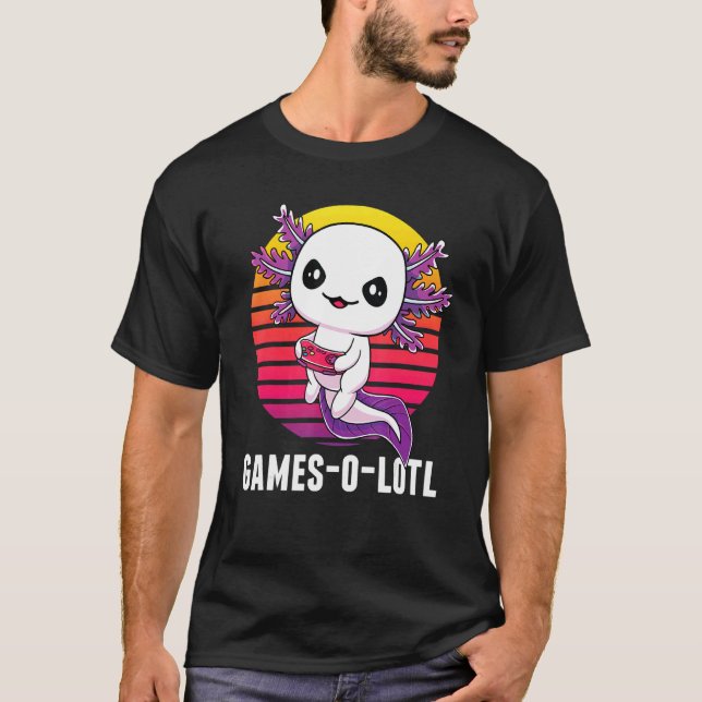 Gamesolotl Gamer Axolotl Video Games  Salamander T-Shirt (Front)