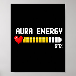 Gaming 67 Aura Energy 67 Percent Meme Gamer Retro Poster