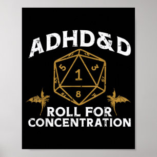 Gaming ADHD and D Funny Gamer Men Boys Kids Youth Poster