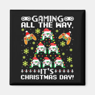 Gaming All The Way Its Christmas Day Video Gamer C Magnet