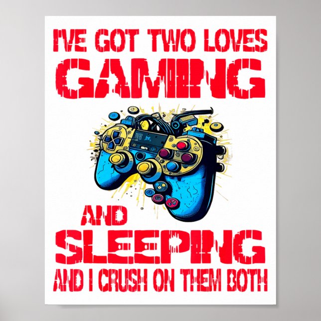 Gaming And Sleeng Gamer Valentines Day Boys Kids  Poster (Front)
