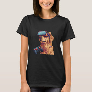 Gaming Animals- Golden Retriever Playing Console V T-Shirt
