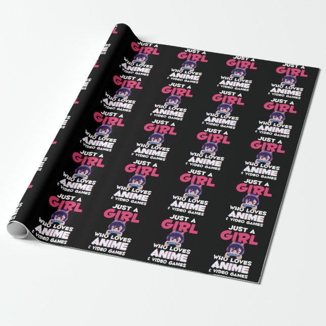 Gaming Anime Japanese Girl Manga Otaku Kids Wrapping Paper (Unrolled)