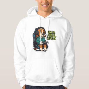 Gaming Beagle Cartoon Hoodie Gamer Dog Design