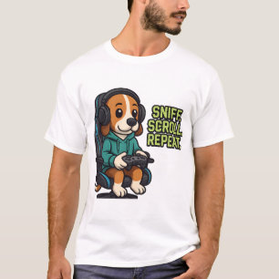 Gaming Beagle Cartoon Hoodie Gamer Dog Design T-Shirt