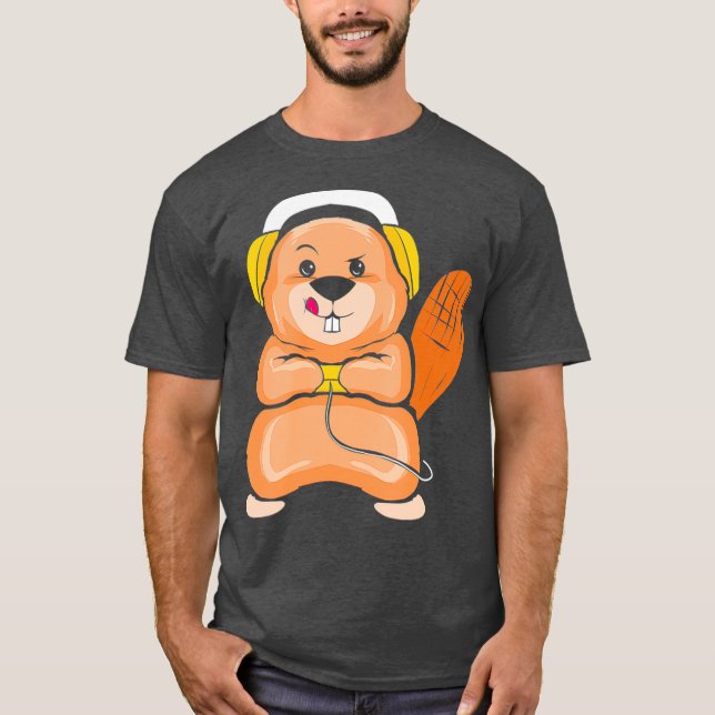 Gaming Beaver Lover Funny Gamer Gift for Video T-Shirt (Front)