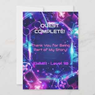 Gaming Birthday Girl Thank You Card Editable