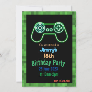 gaming birthday invite invitation