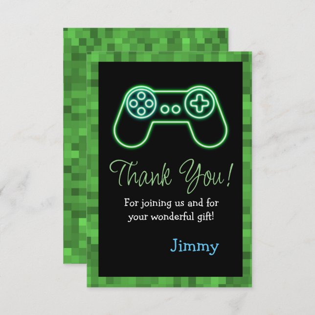 Gaming Birthday Thank You Card (Front/Back)