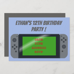 Gaming boys gamer birthday party invitation