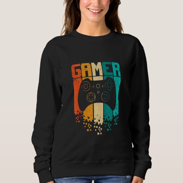 Gaming Boys Men Teens Gamer Retro Video Games Vint Sweatshirt (Front)